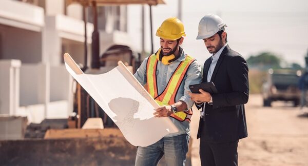 empresas de construção - arquiteto com o chefe da obra verificando o andamento de uma obra
